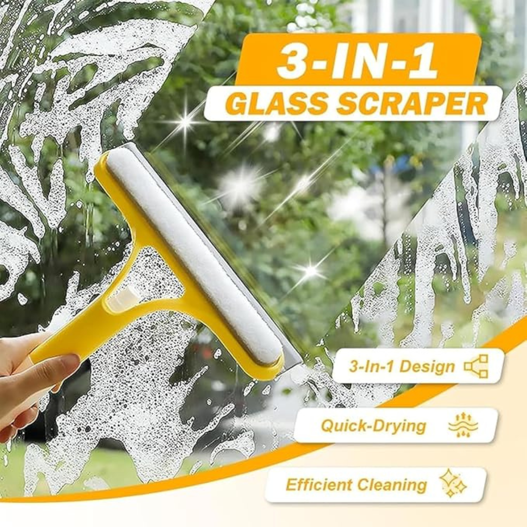 3-in-1 Window Cleaning with Spray Bottle & Microfiber Scrubber, for Home & Car