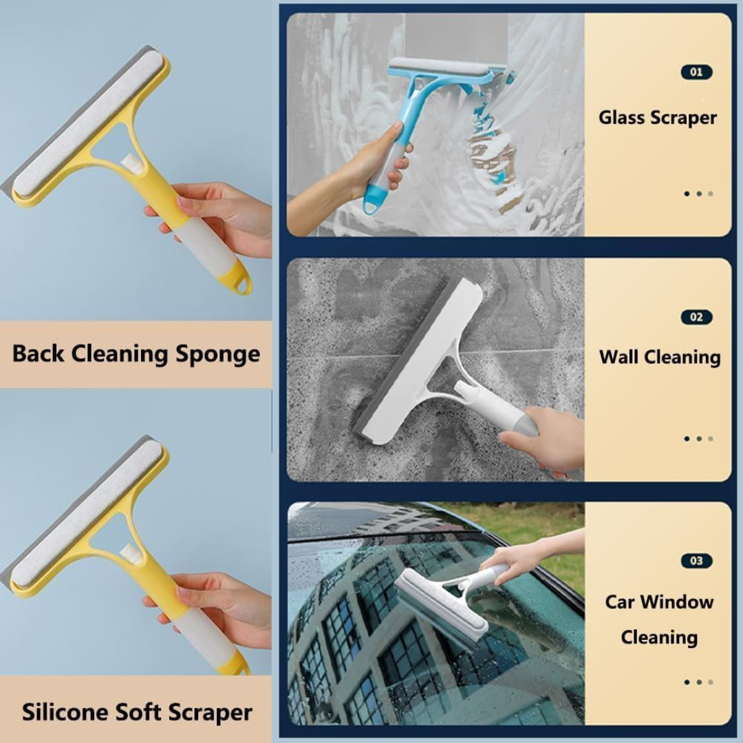 3-in-1 Window Cleaning with Spray Bottle & Microfiber Scrubber, for Home & Car