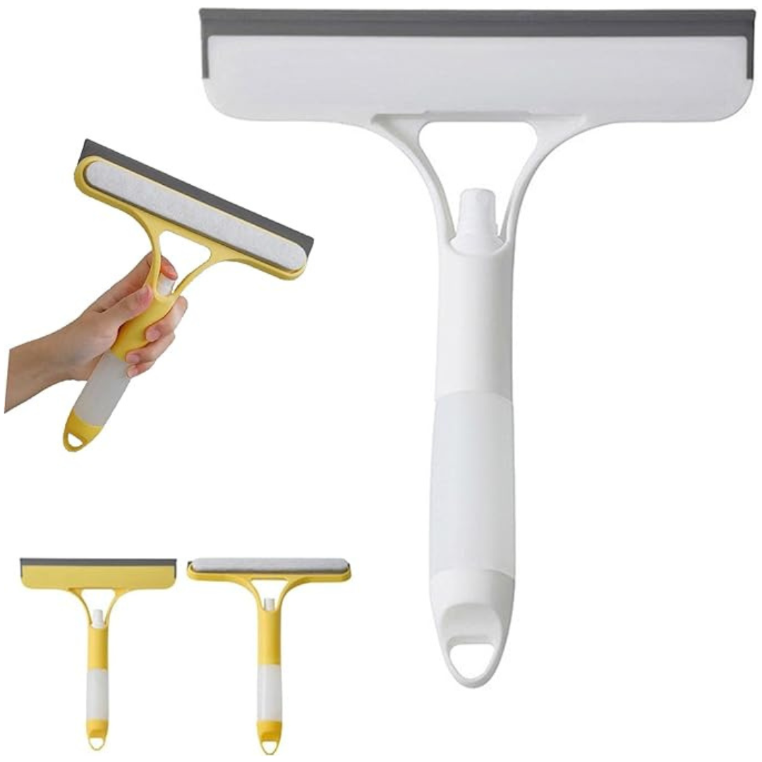 3-in-1 Window Cleaning with Spray Bottle & Microfiber Scrubber, for Home & Car